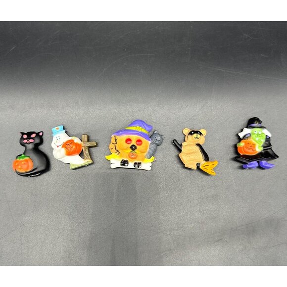 Vintage 1990s Halloween Button Covers Set Ghost Witch Black Cat Owl Retro Shirt - Picture 2 of 5